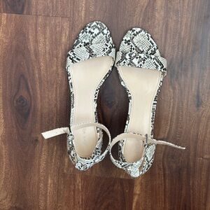 Nine West Snakeskin Ankle Strap Block Heels